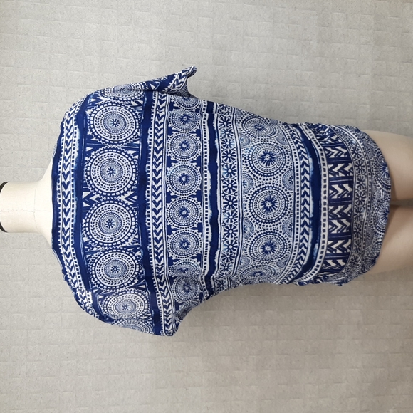 Chico's Navy and White Geometric Blouse - Picture 7 of 10